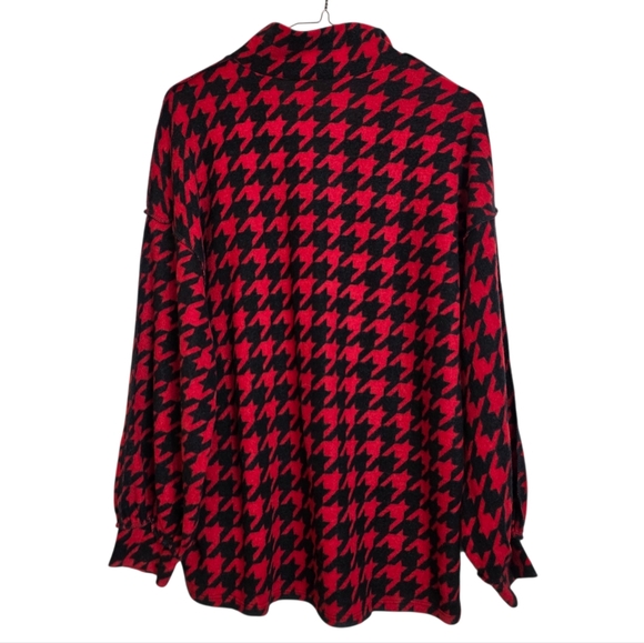 Bibi Flannel Plaid Tunic 1/4 Zip Top Exposed Stitching NWOT Small Oversized - Picture 3 of 12